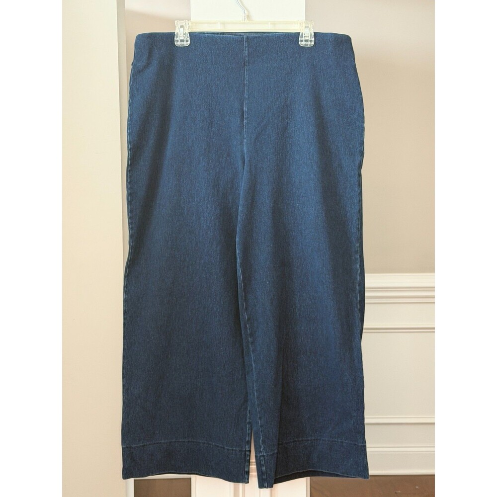 Women with Control Prime Stretch Denim Wide Leg Pants Blue Sz 1XP